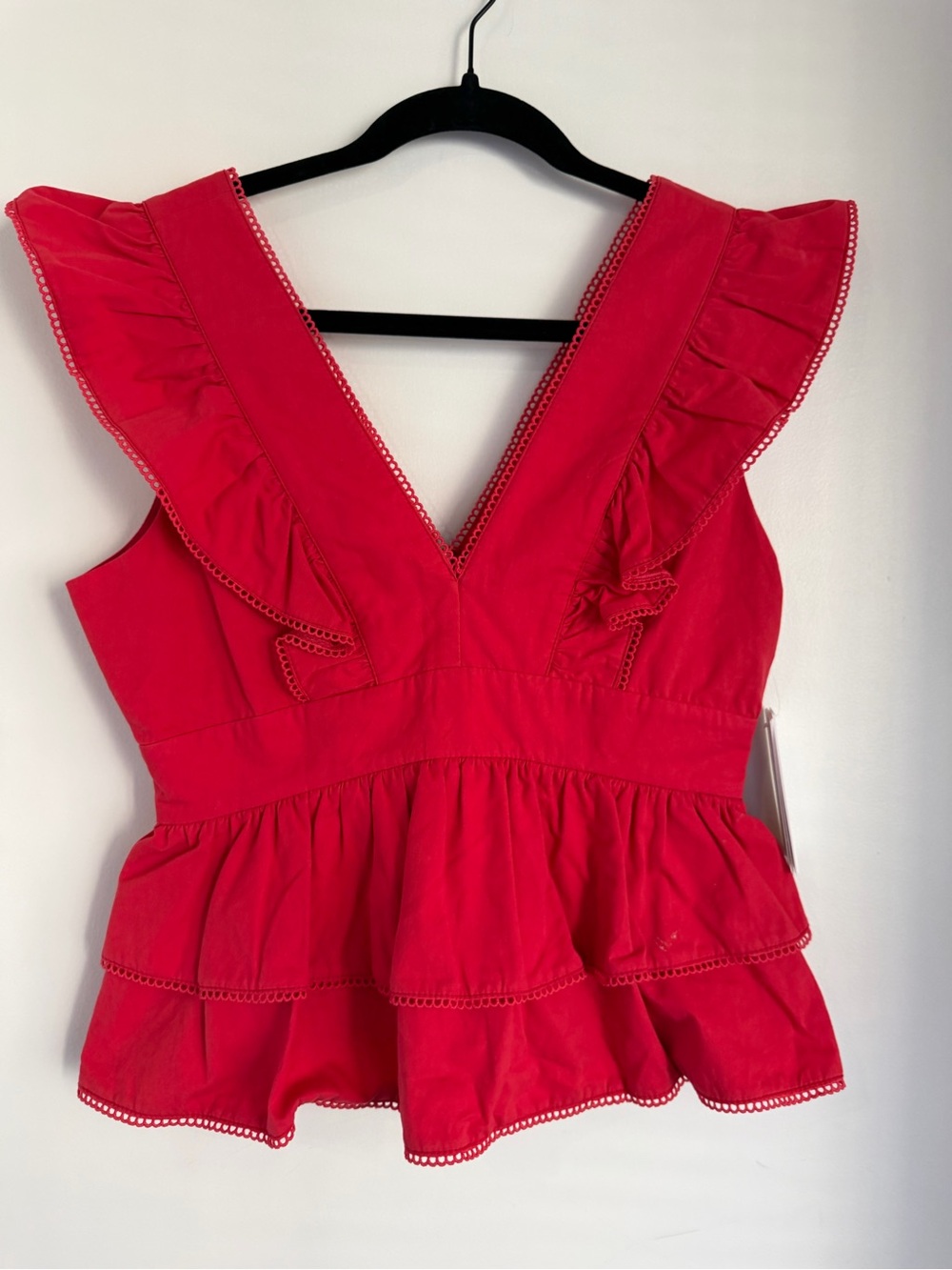 TCEC Red Ruffle V-Neck Peplum Camisole